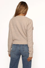 Wynne All Over Flower Knit Sweater - Light Taupe