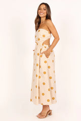 Angelique Dress - Beige Spot