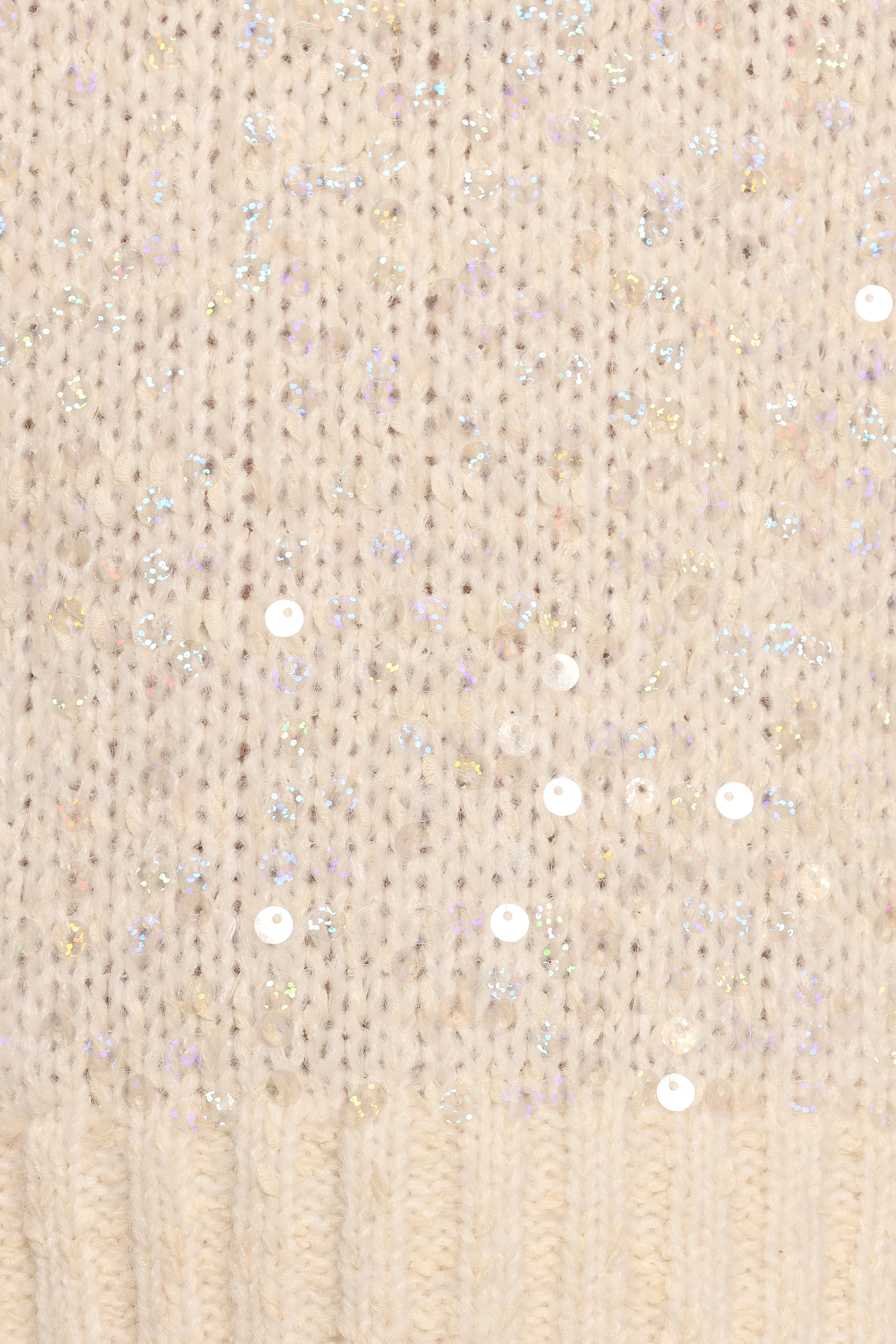 Medora Crewneck Sequin Knit Sweater - Ivory