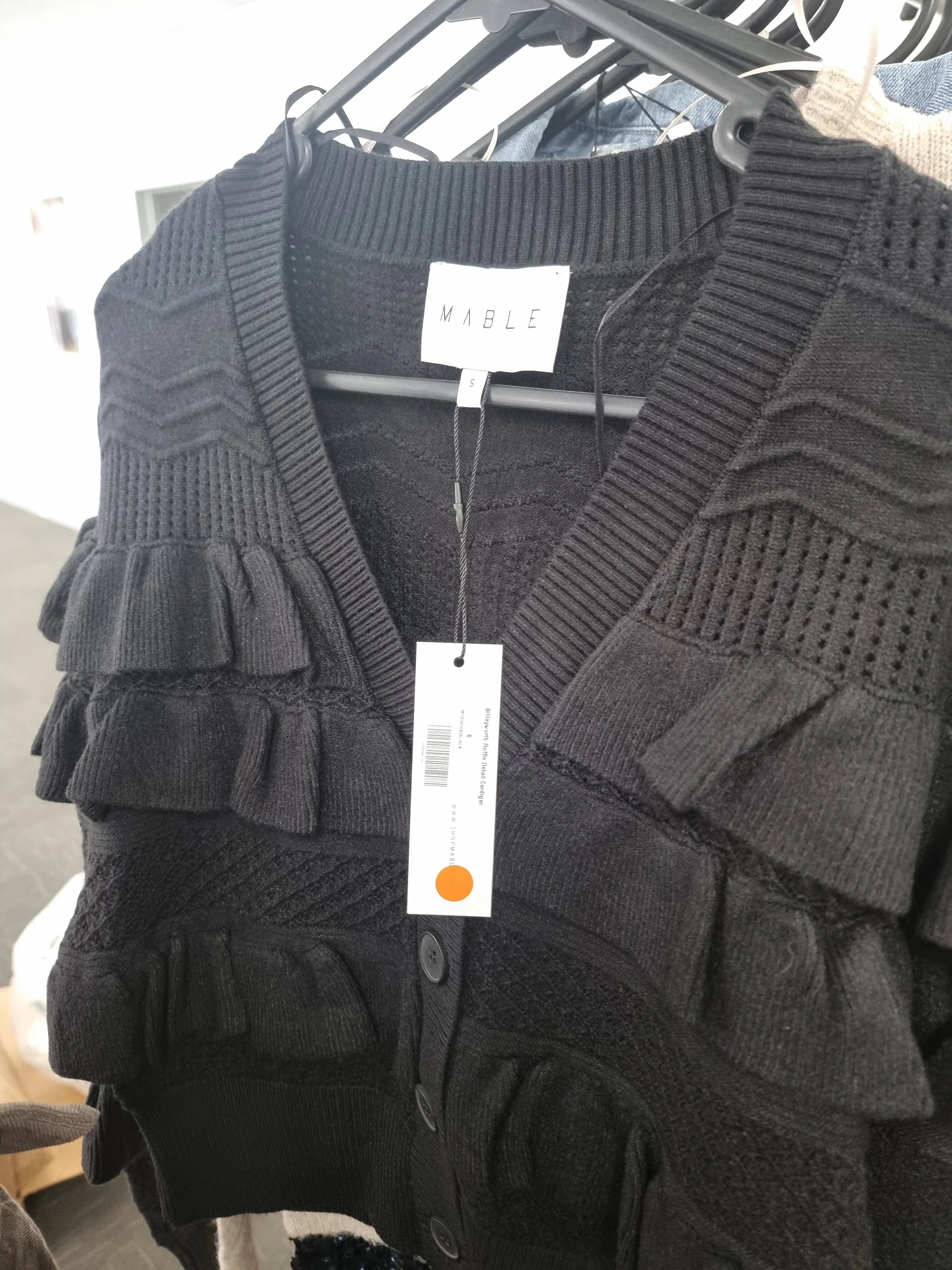Hayworth Ruffle Detail Cardigan - Black