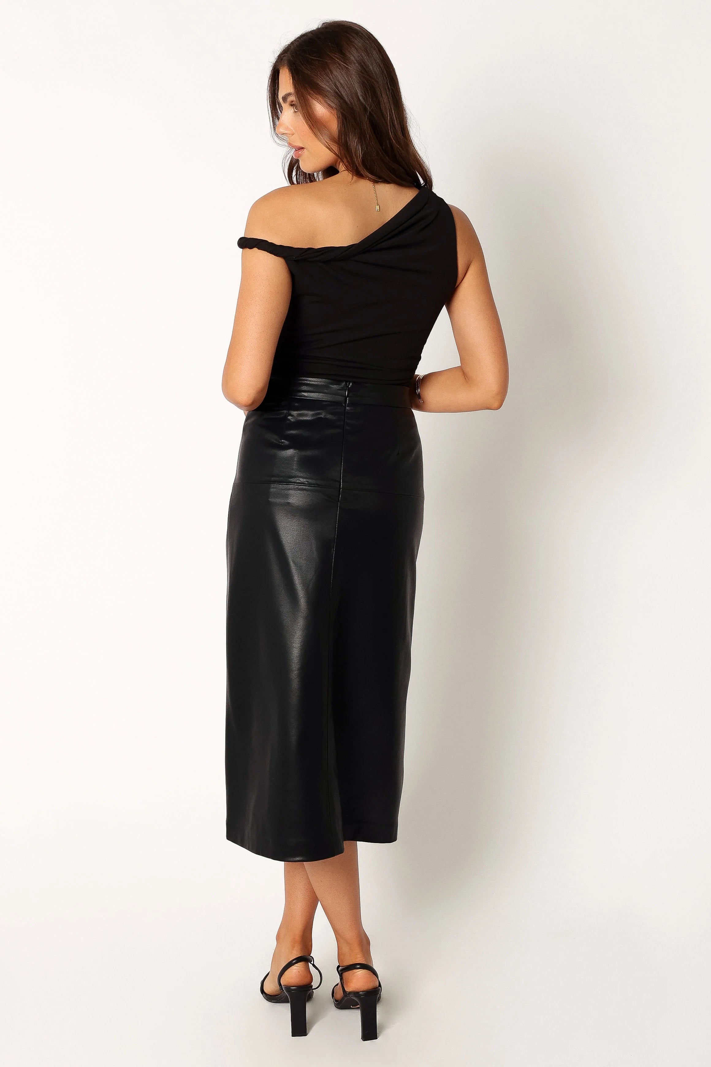Miller Faux Leather Midi Skirt - Black