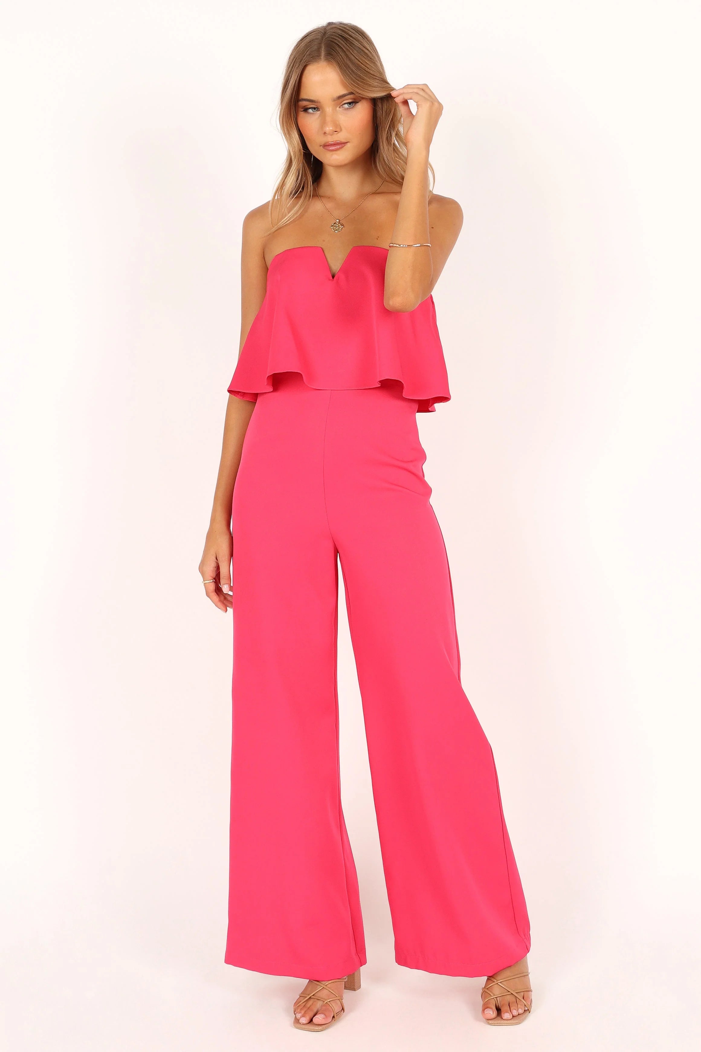 Sonny Strapless Jumpsuit - Hot Pink