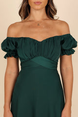 Mickenna Sweetheart Frill Midi Dress - Emerald