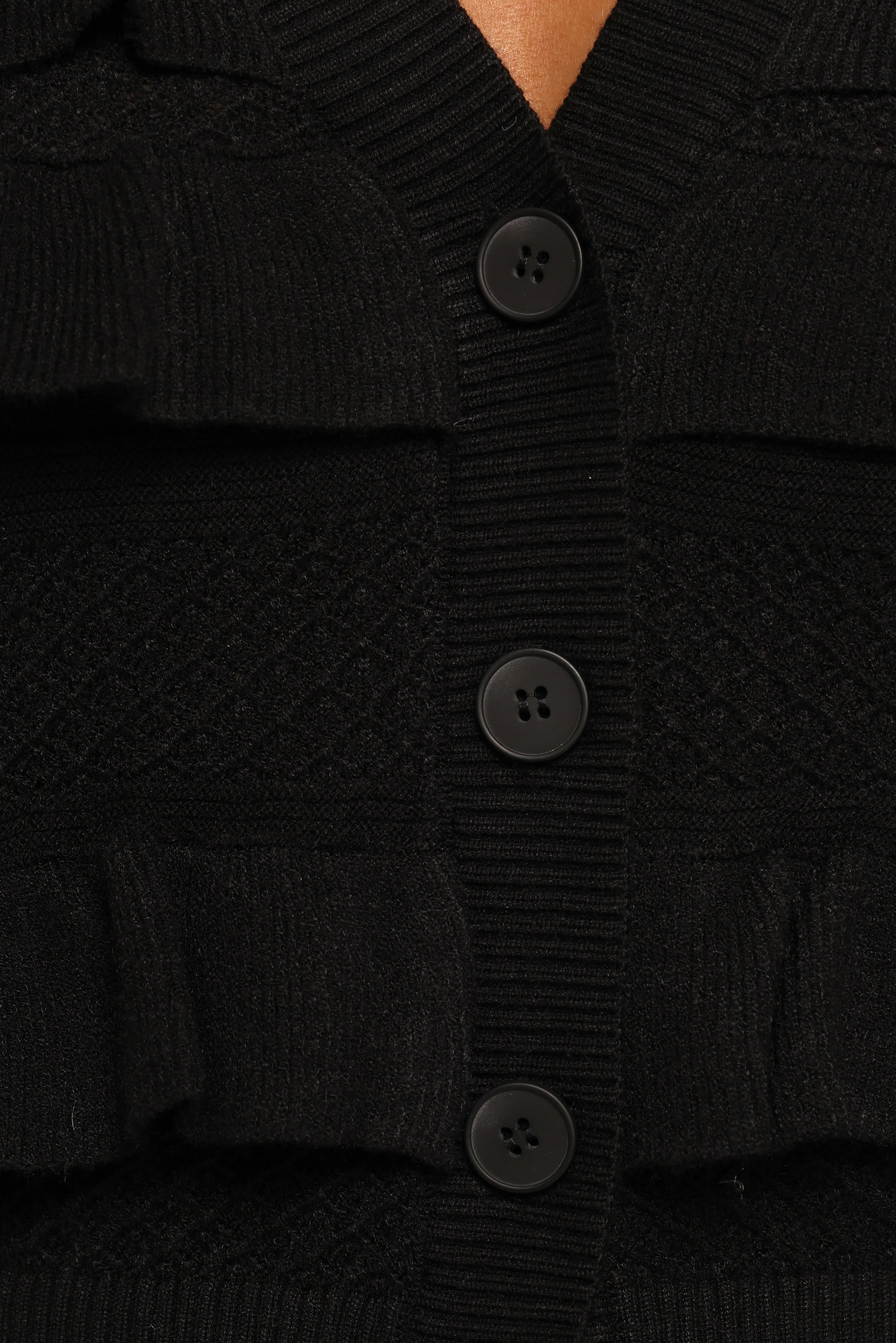 Hayworth Ruffle Detail Cardigan - Black