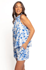 Delaney Halter Top - Blue Floral