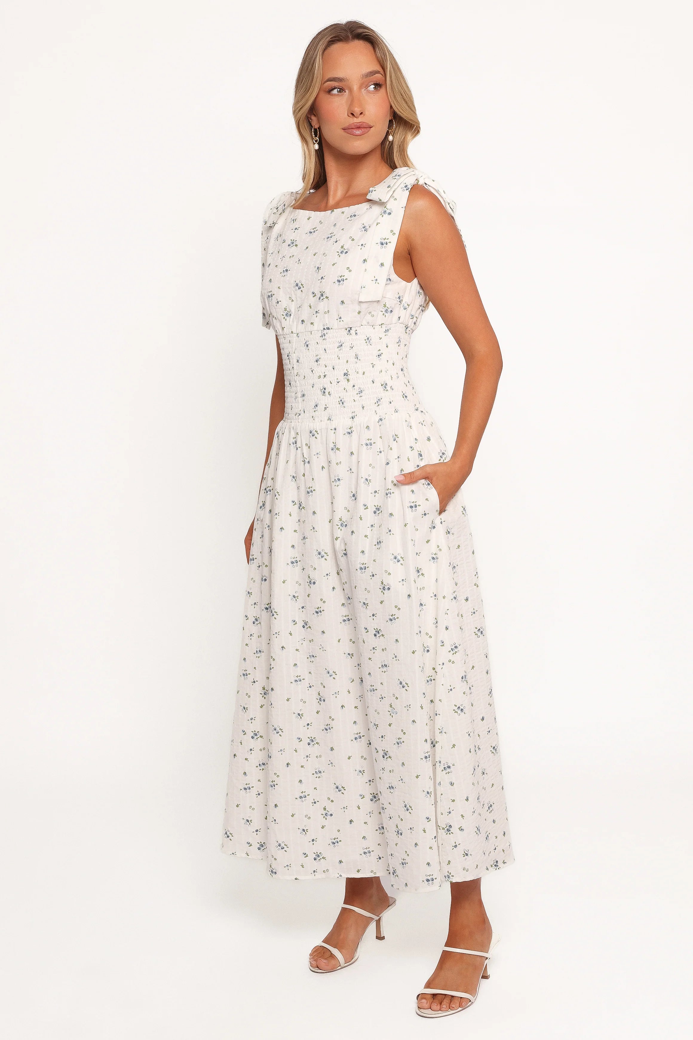Leticia Midi Dress - Blue Ditsy Floral
