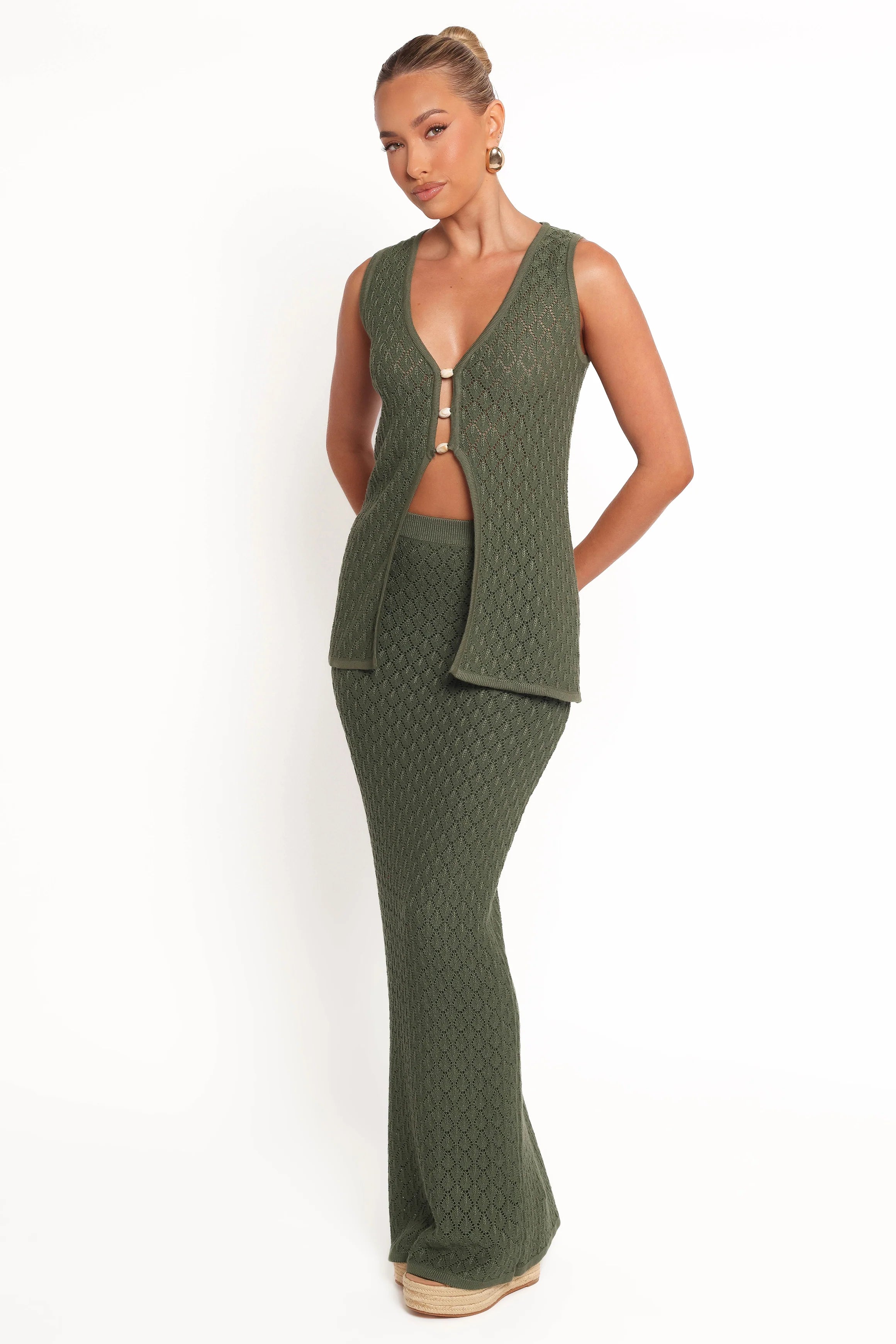 Asplie Knit Maxi Skirt - Olive