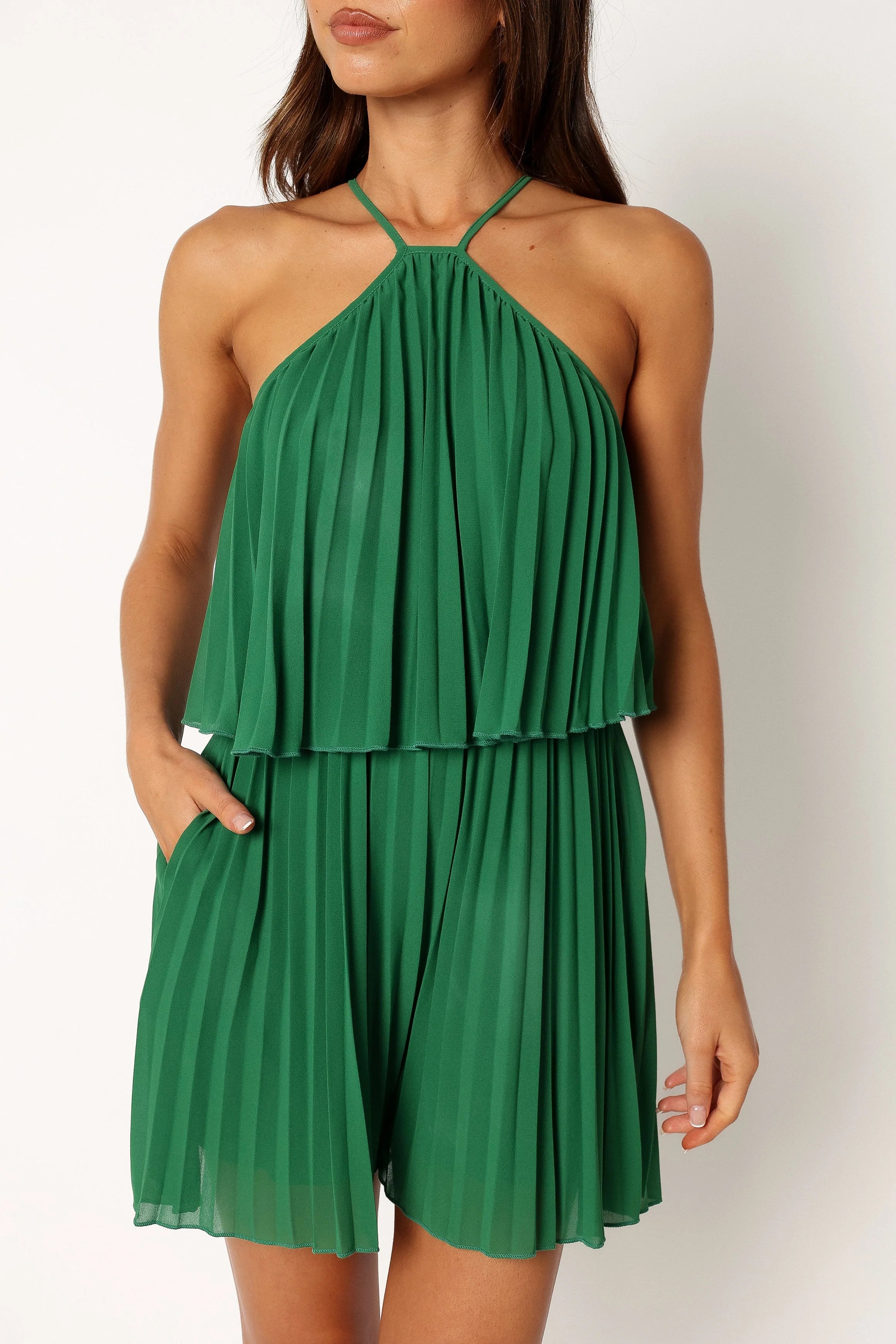 Magnolia Pleat Romper - Green