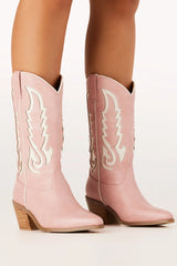 Norva Cowboy Boots - Pink/Ivory