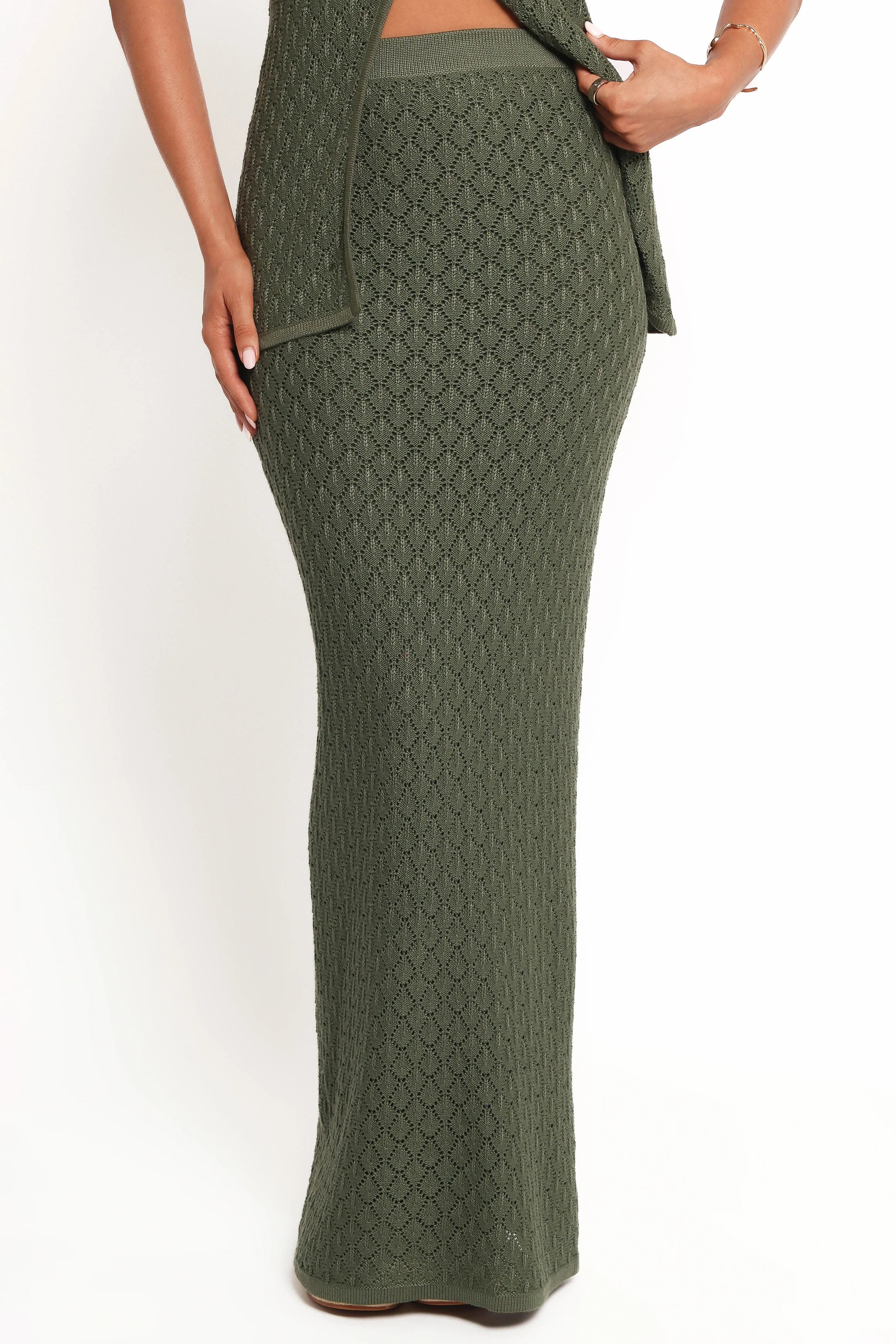 Asplie Knit Maxi Skirt - Olive