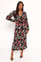 Minelli Pleat Midi Skirt - Black Rose