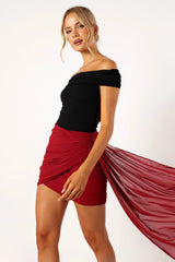 Night Lover Mini Skirt - Merlot