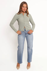 Wendi Cardigan Top - Khaki