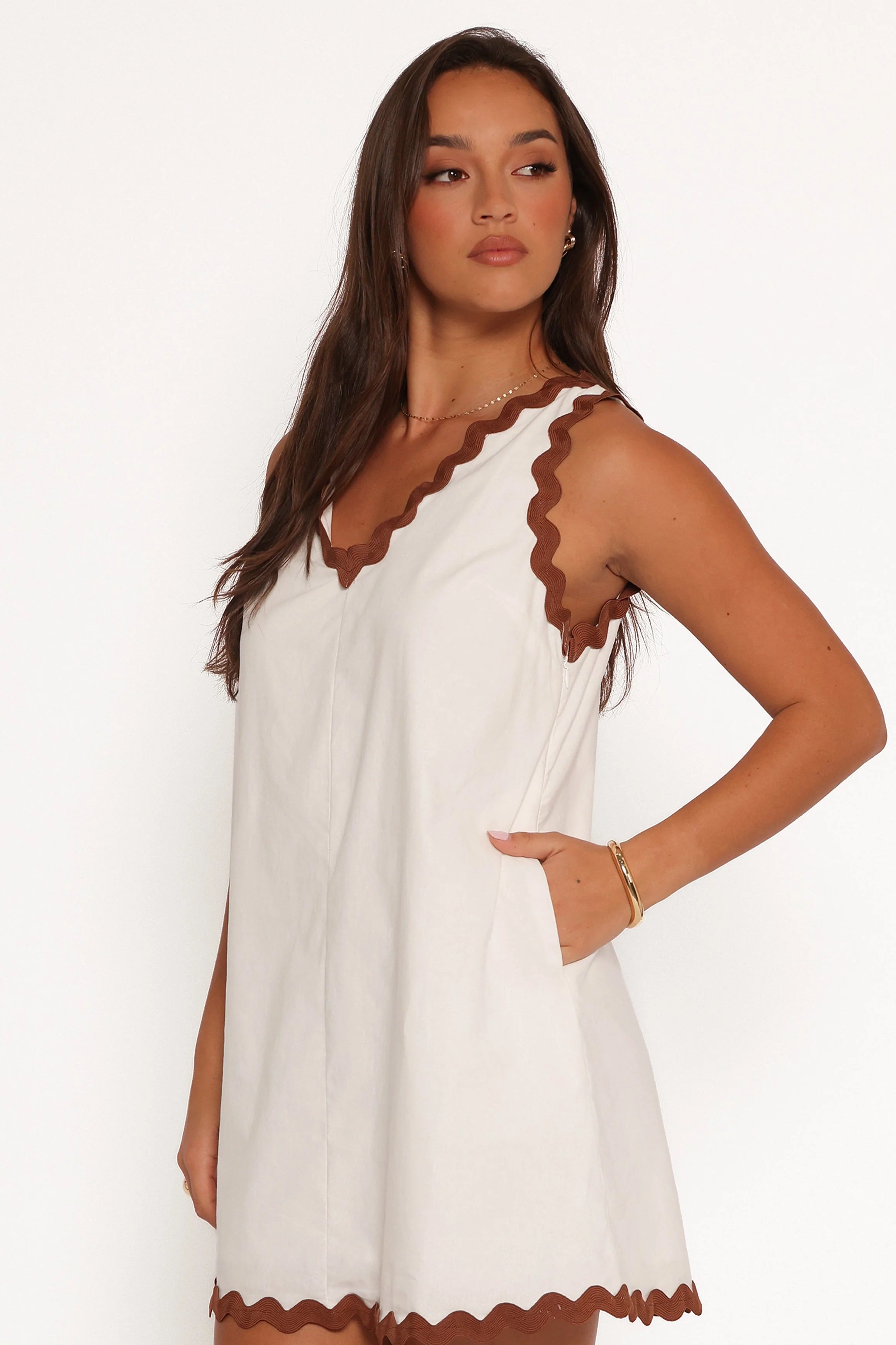 Calliope Mini Dress - White Tan