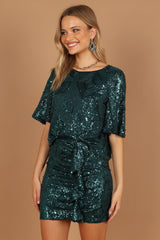 Lana Sequin Mini Skirt - Hunter Green