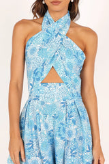 LeLe Halter Romper - Blue Floral