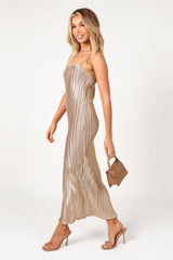 Liza Pleated Maxi Dress - Gold
