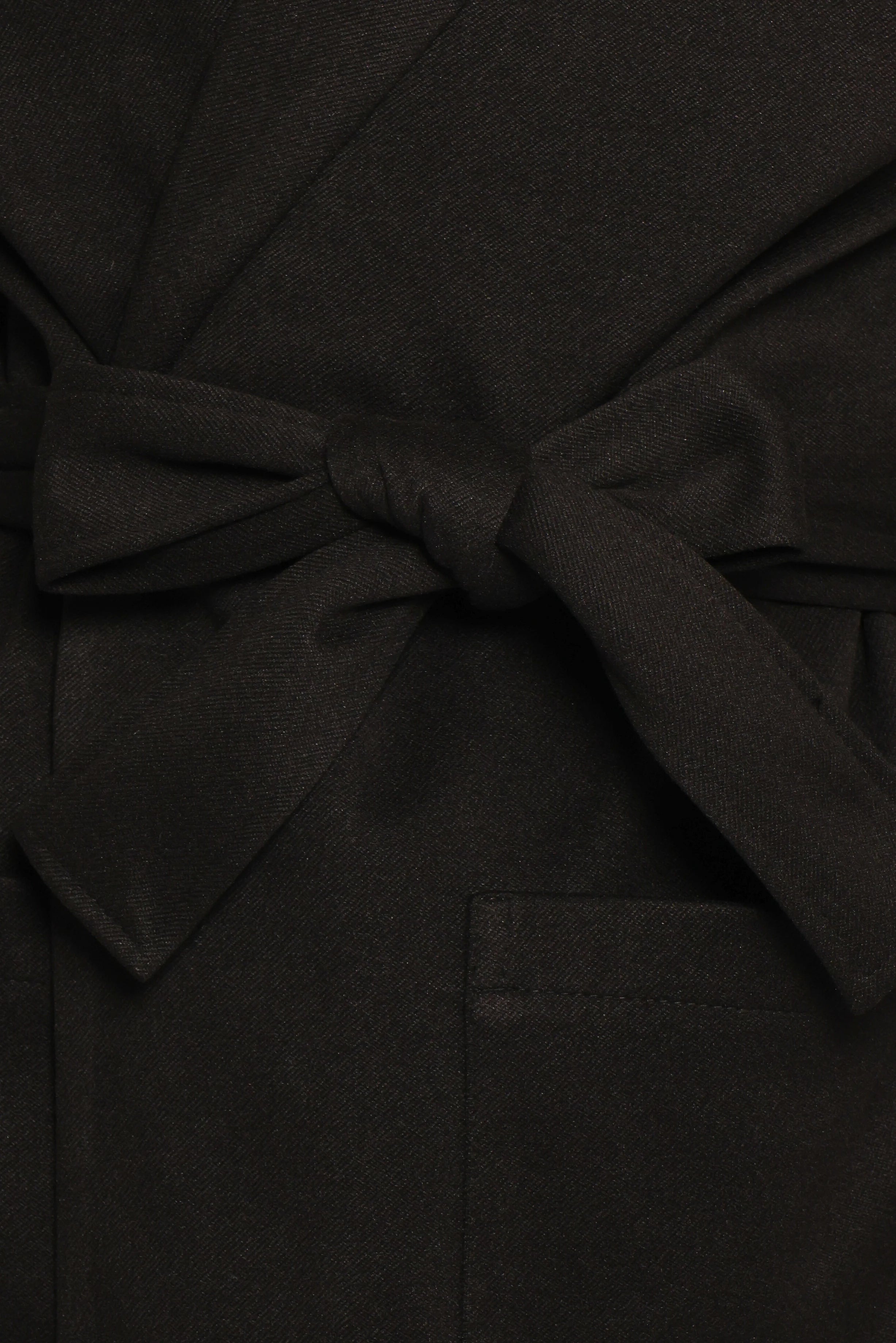 Kloss Tie Front Long Coat - Black